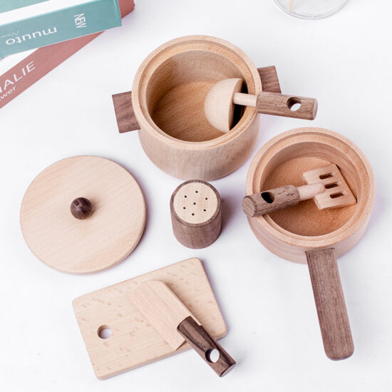 Wooden kitchen pretend play set for girls