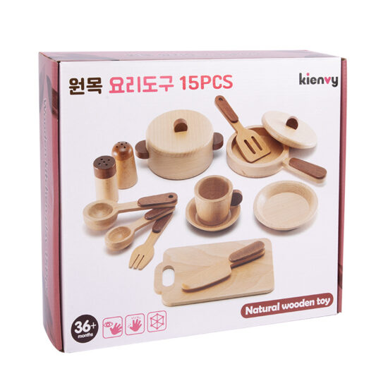 Wooden kitchen pretend play set for girls