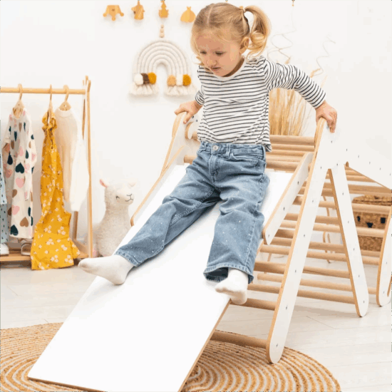 Montessori wooden climbing gym set with pillow for kids