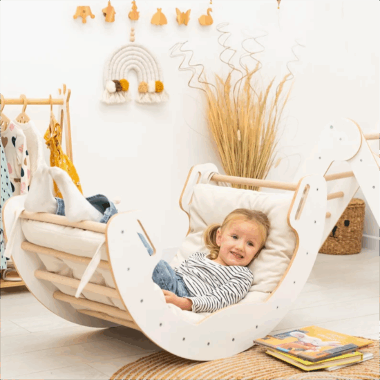 Montessori wooden climbing gym set with pillow for kids