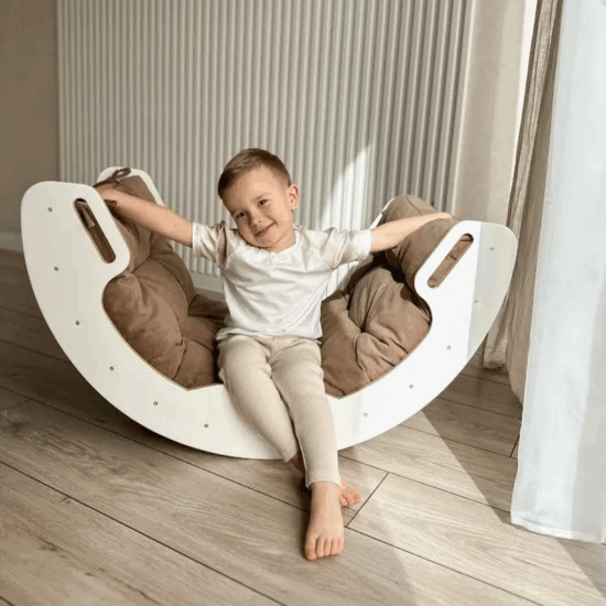 Montessori wooden climbing gym set with pillow for kids