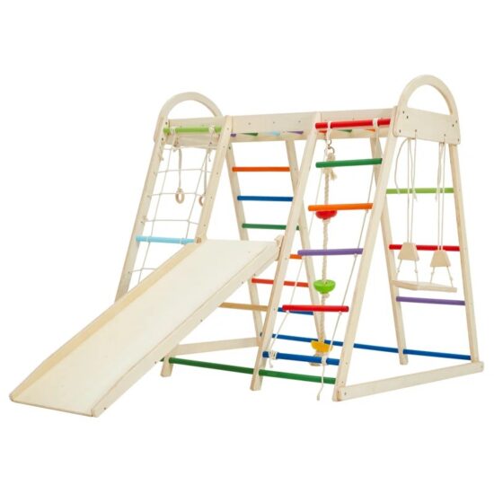Wooden Toddler Climber with Slide and Monkey Bars