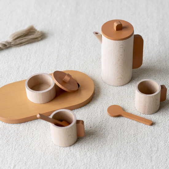 Wooden Pretend Kitchen Play Set for Kids in Natural Finish
