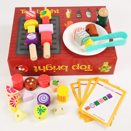 Wooden kids tea set with toaster and coffee machine