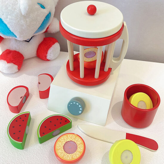 Wooden kids tea set with toaster and coffee machine