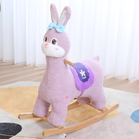 Custom plush animal wooden rocking horse