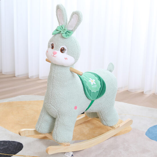 Custom plush animal wooden rocking horse