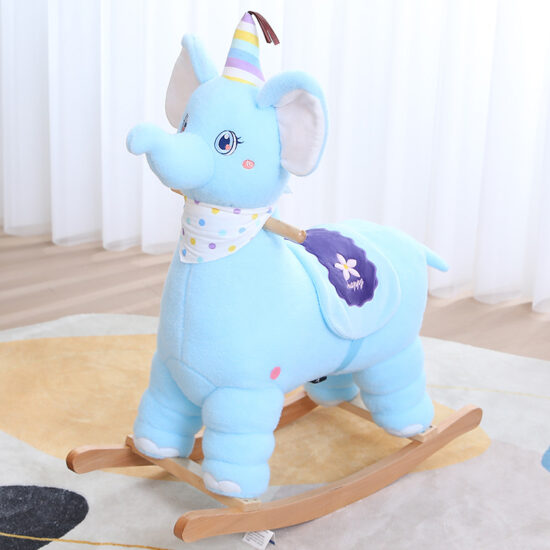Custom plush animal wooden rocking horse