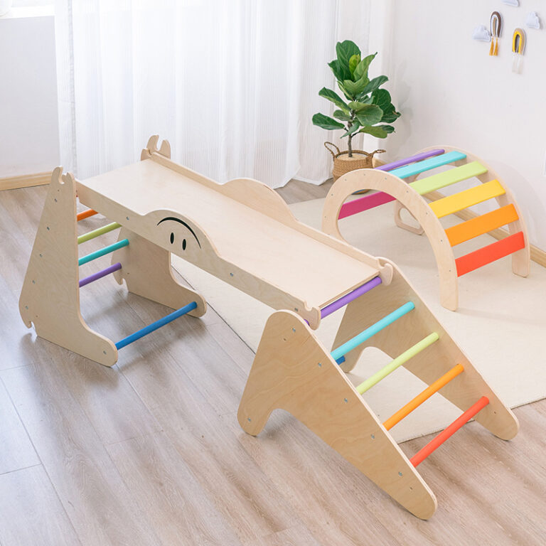 Wooden Indoor Toddler Climbing Frame and Slide Toy Set