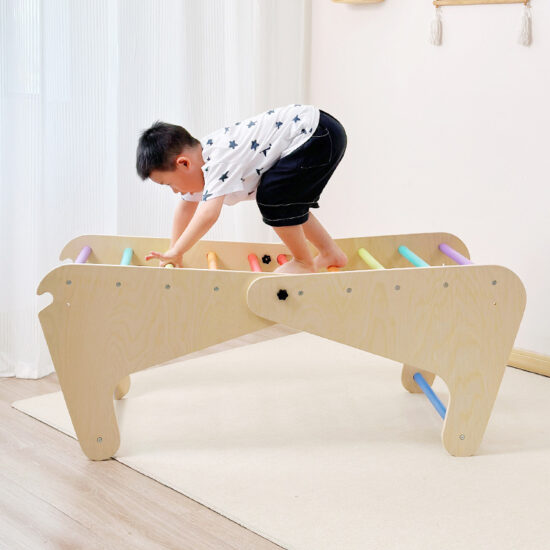 Wooden Indoor Toddler Climbing Frame and Slide Toy Set
