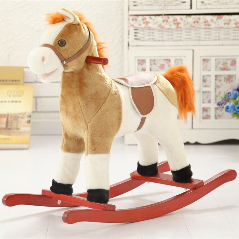Plush rocking horse with wheels and music