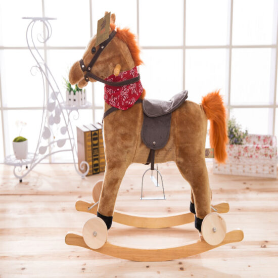 Plush rocking horse with wheels and music