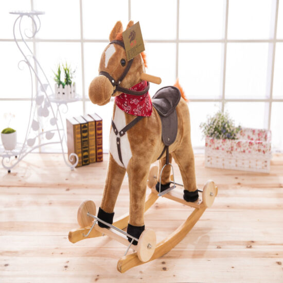 Plush rocking horse with wheels and music
