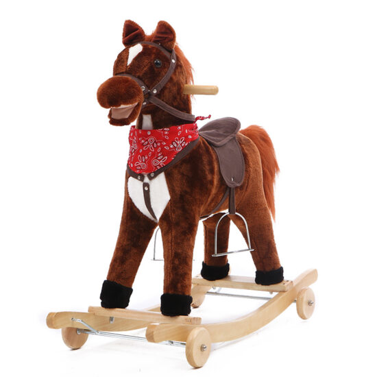 Plush rocking horse with wheels and music
