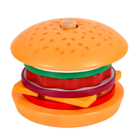 Kids Wooden Pretend Food Set with Burger and Sandwich