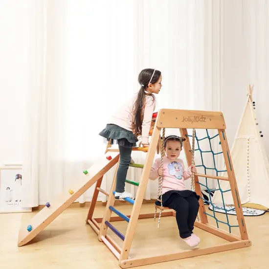 Natural Wooden Climbing Triangle Playground for Kids