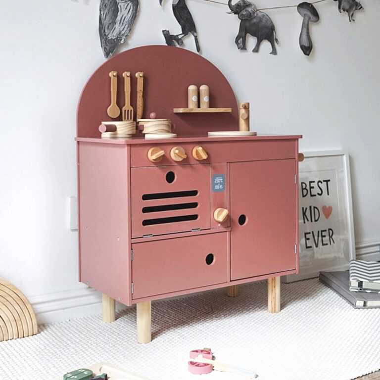 Nordic style wooden kids kitchen cooking playset