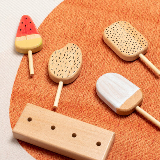 Kids Wooden Ice Cream and Cookie Pretend Play Set