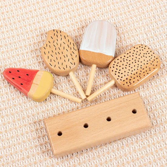 Kids Wooden Ice Cream and Cookie Pretend Play Set