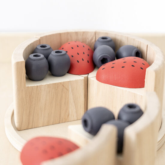 Kids Wooden Pretend Cake Cutting Playset with Fruits