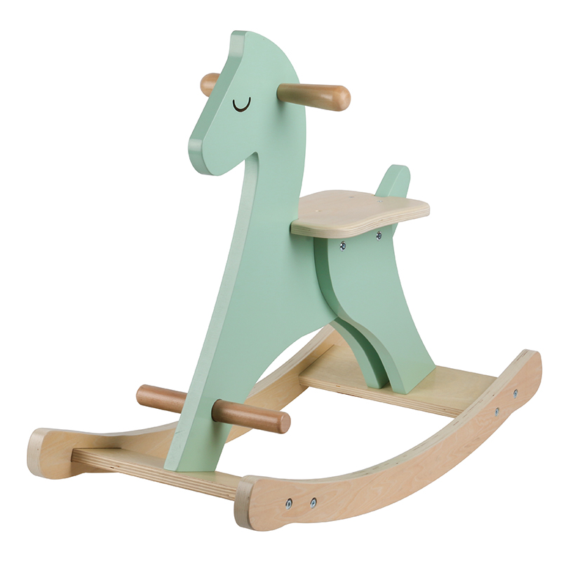 Custom wooden knight balance rocking horse toy